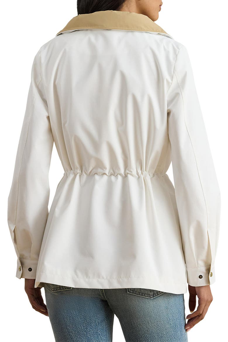 Hooded Contrast Trim Windbreaker, Alternate, color, WHITE