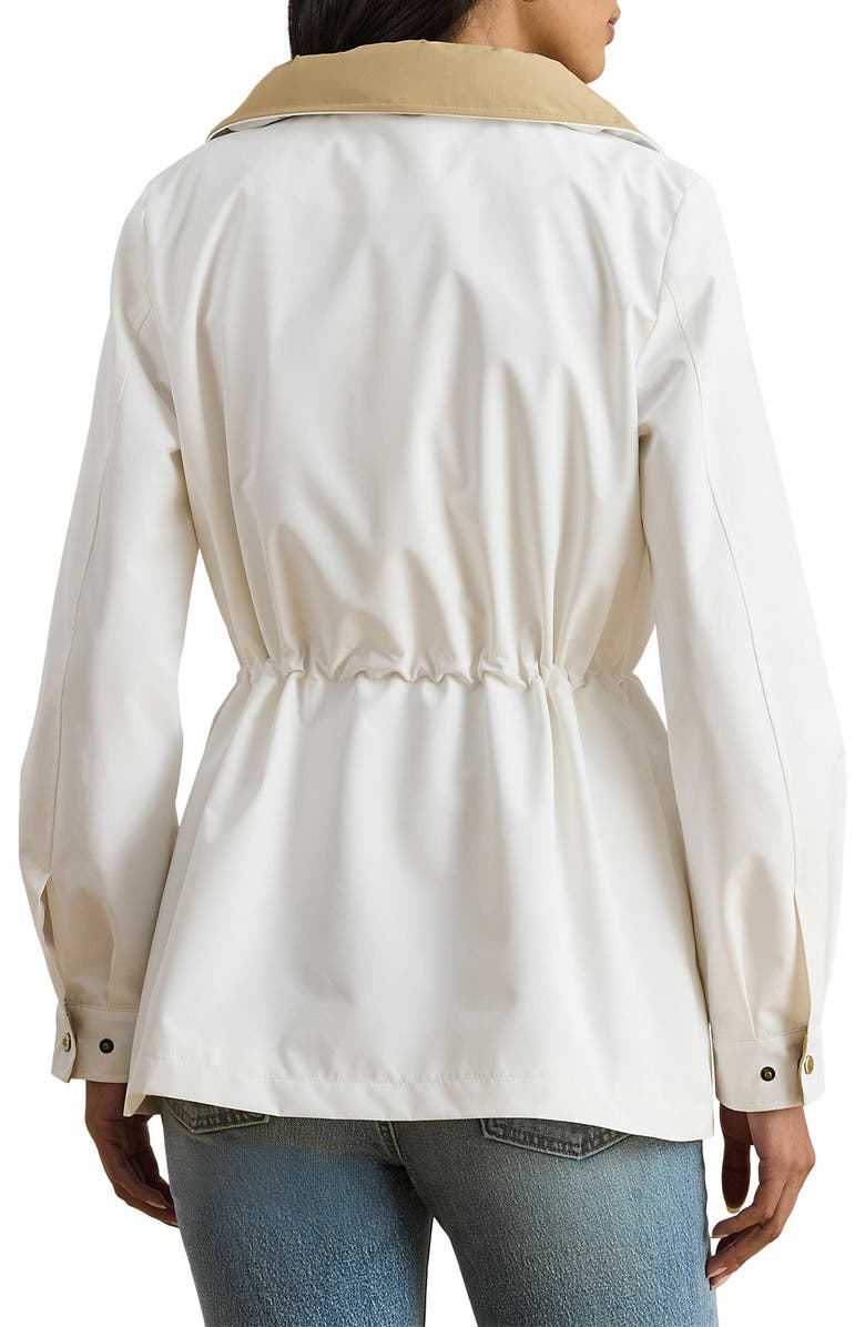 Lauren Ralph Lauren Hooded Contrast Trim Windbreaker, Alternate, color, White