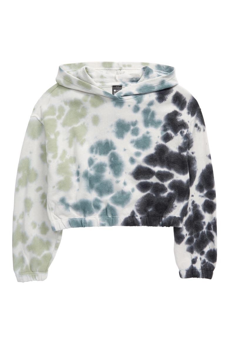 Tie Dye Fleece Hooded Sweatshirt, Main, color, TEAL ARCTIC TIE DYE