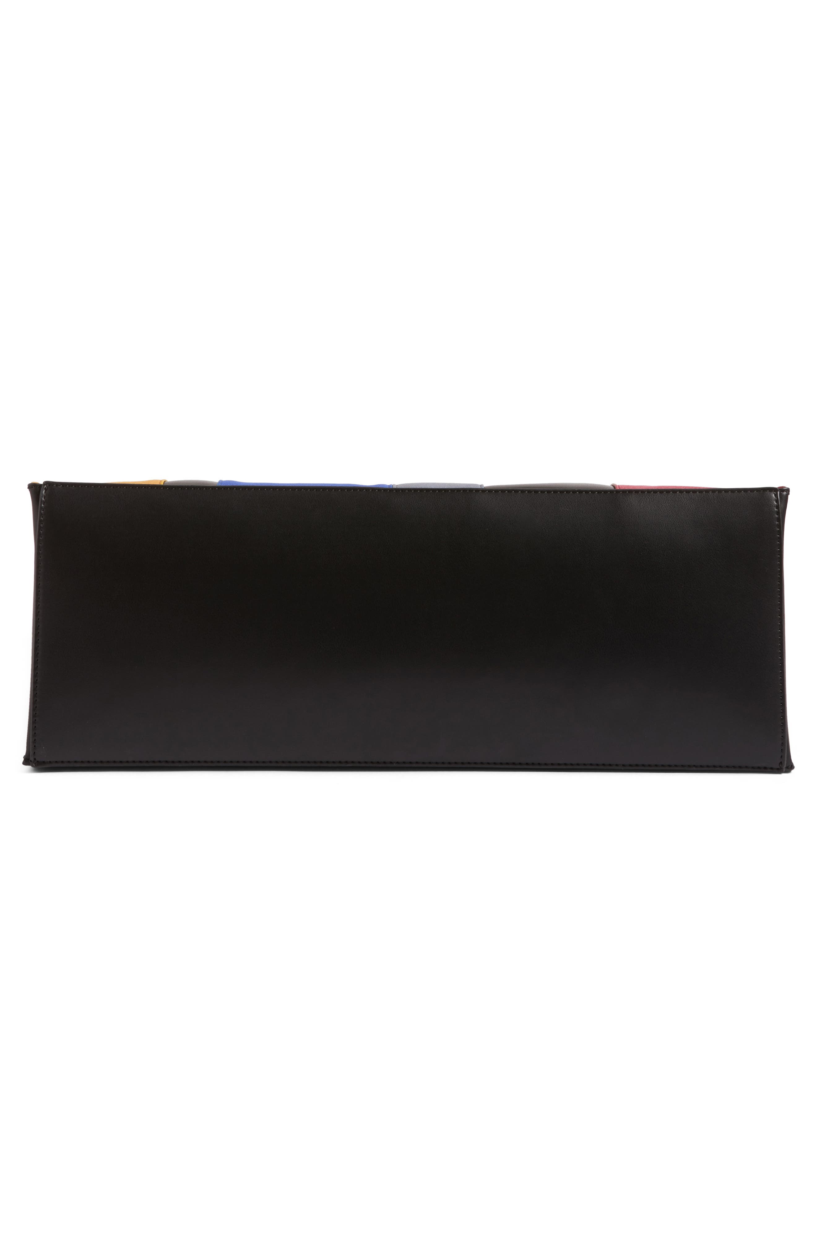 Stripe Faux Leather Tote, Alternate, color, BLACK