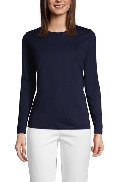 Plus Size Supima Cotton Long Sleeve Crewneck T-Shirt