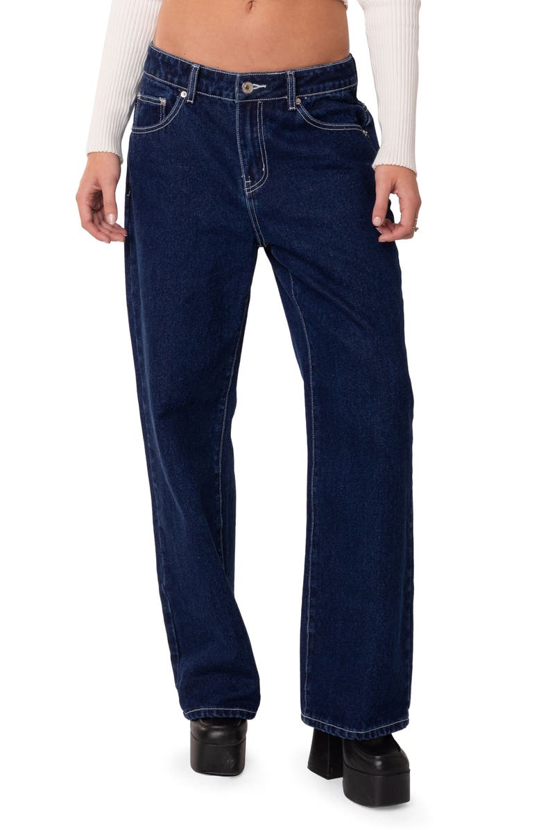 EDIKTED Low Rise Baggy Boyfriend Jeans, Main, color,