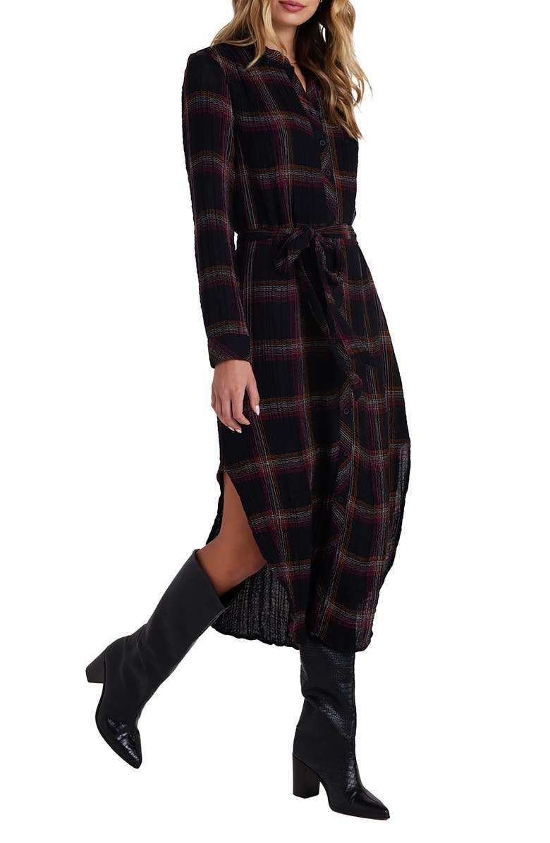 Bella Dahl Plaid Long Sleeve Maxi Shirtdress, Alternate, color,