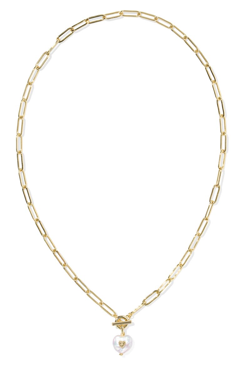 Sasha Heart Pendant Necklace, Main, color, GOLD FRESHWATER PEARL