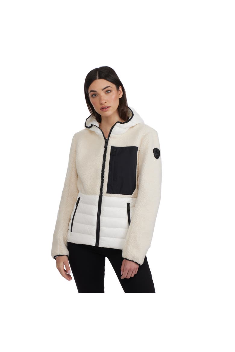 Fawn Lightweight Mixed Media Jacket with Fixed Hood, Main, color, White Op