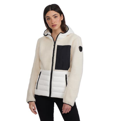 Pajar Fawn Lightweight Mixed Media Jacket with Fixed Hood in White Op 