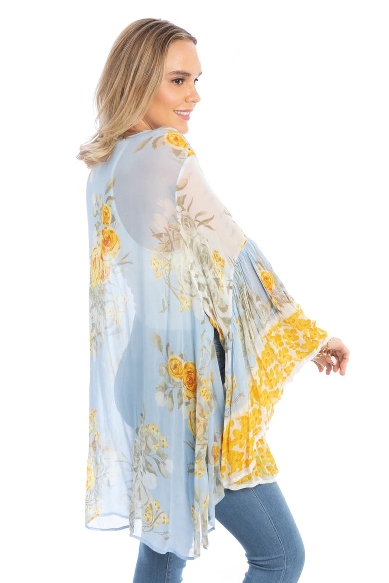 Floral Garden Sheer Ruana, Alternate, color, BLUE