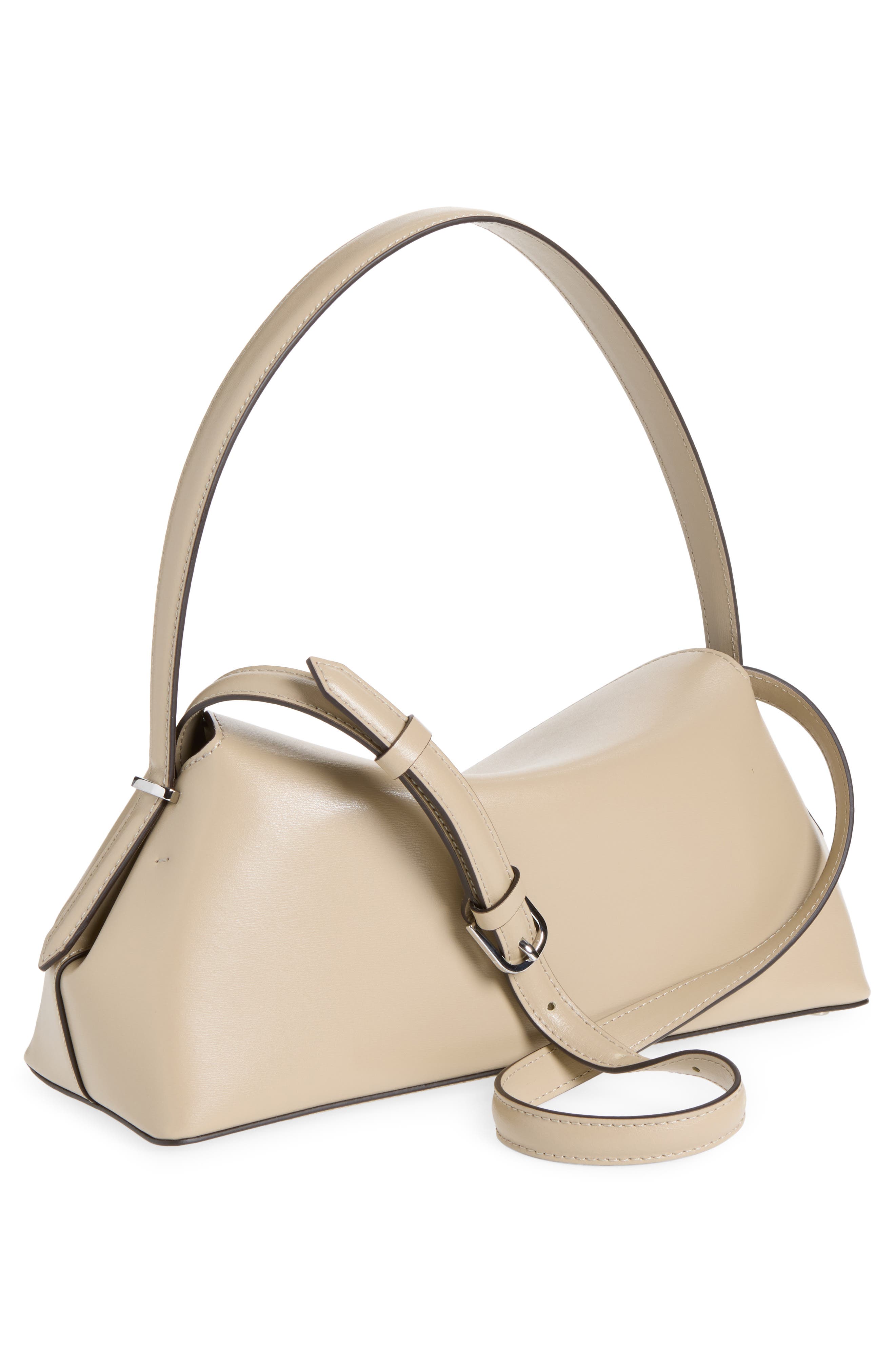 T-Lock Leather Shoulder Bag, Alternate, color, FAWN