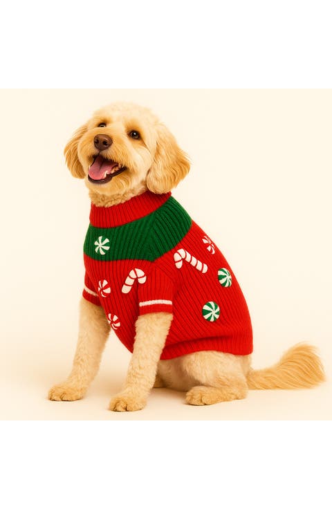 Christmas Candy Cane Pet Sweater