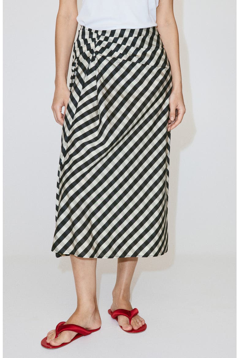 Gingham Midi Skirt, Main, color, NAVY