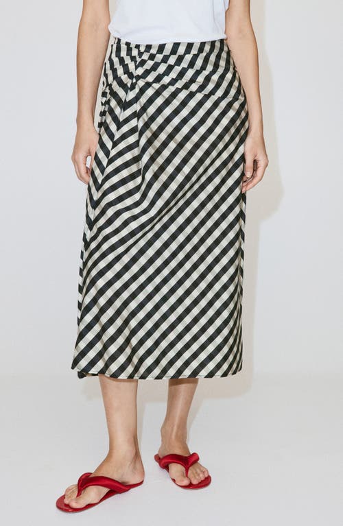 Mango Gingham Midi Skirt In Blue