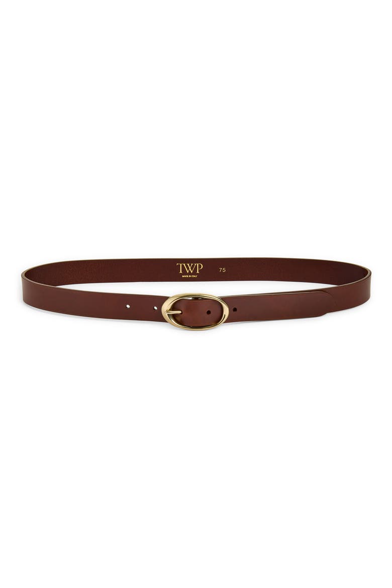Narrow Leather Belt, Main, color, BOURBON / ANT LIGHT GOLD