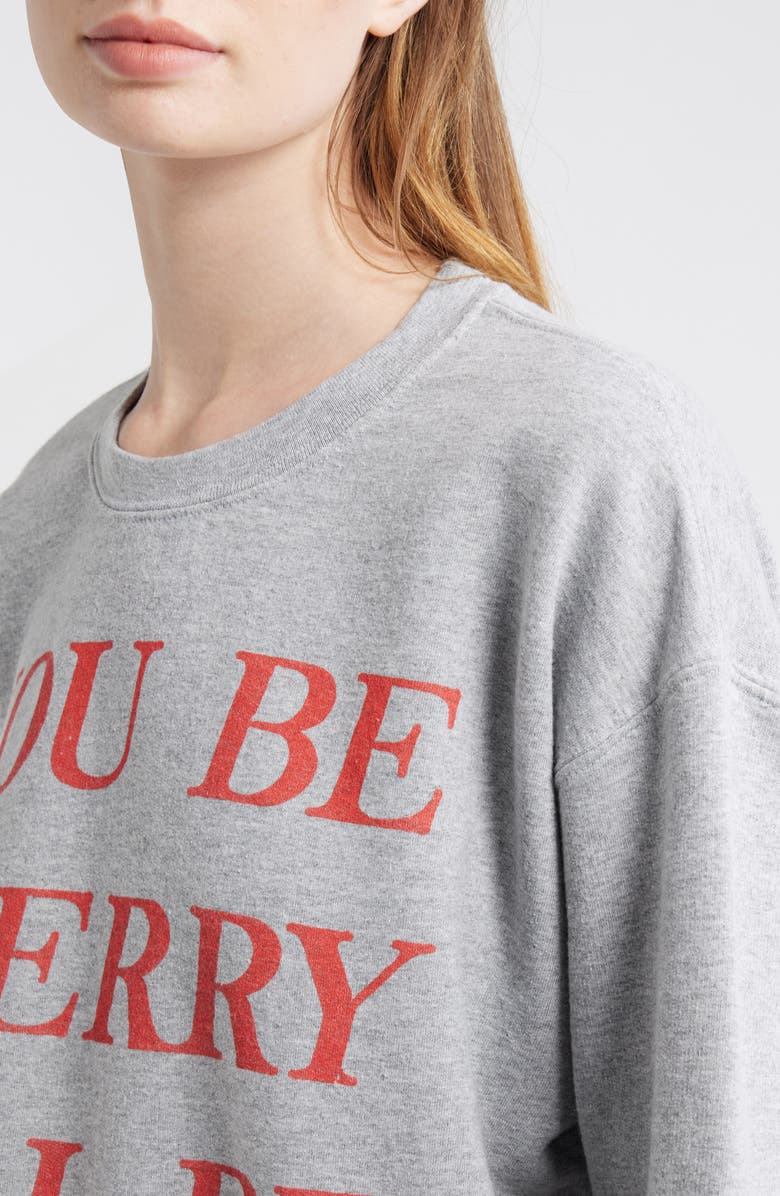 Junk Food Be Merry Cotton Blend Crewneck Sweatshirt, Alternate, color, Heather Grey