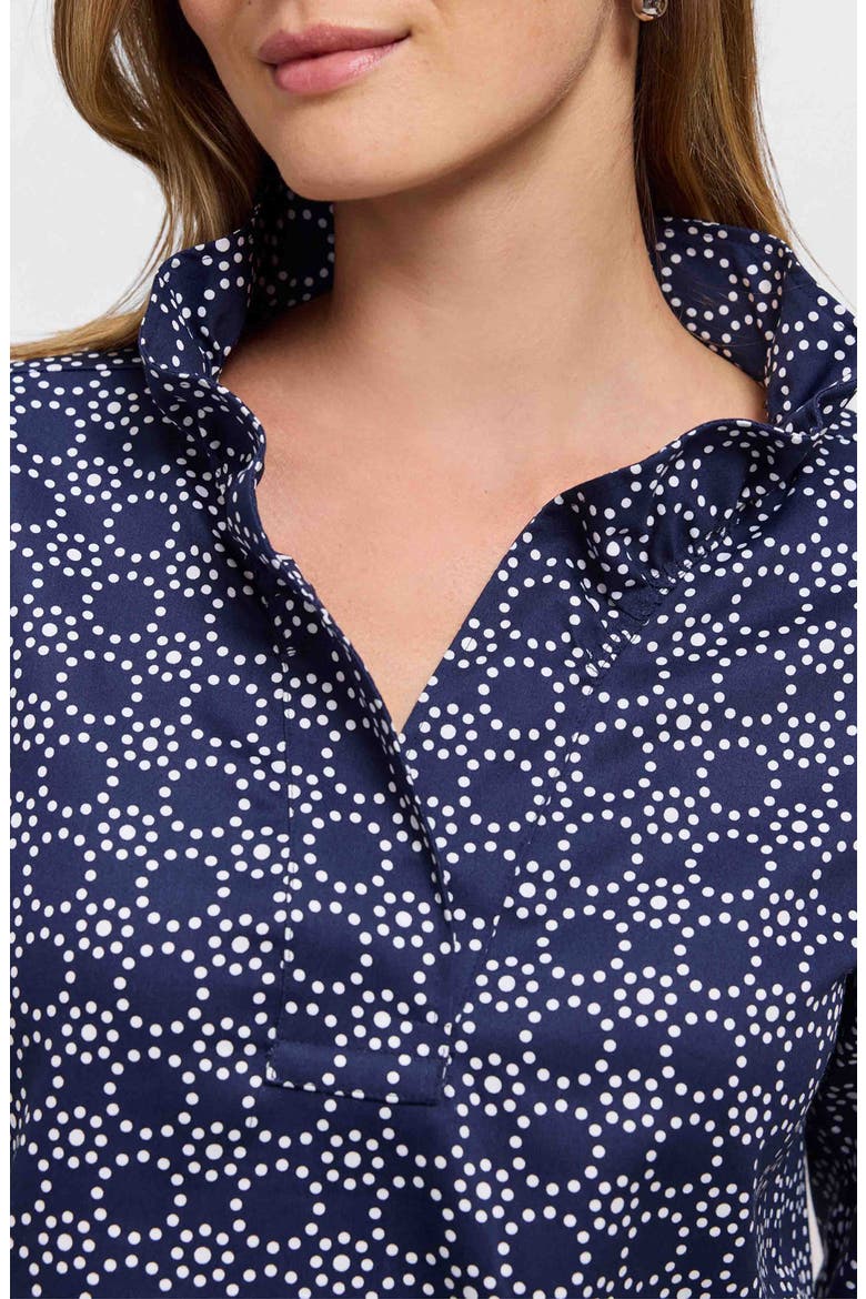 Tammy Cotton Ruffle Collar Top, Alternate, color, NAVY BLUE/ WHITE