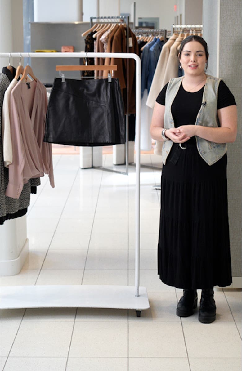 Raw Hem Leather Miniskirt, sales video thumbnail