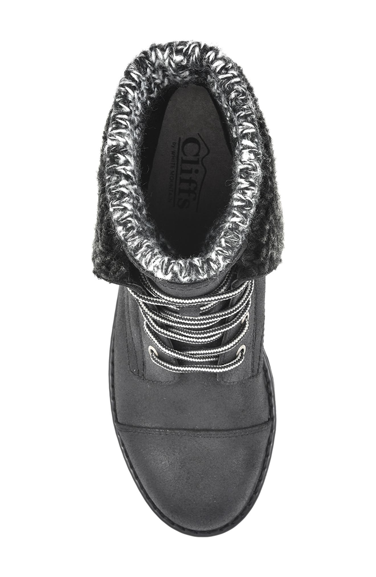 CLIFFS BY WHITE MOUNTAIN Duena Faux Shearling Lined Lace-Up Boot, Alternate, color, Black/ Fabric/ Fleece