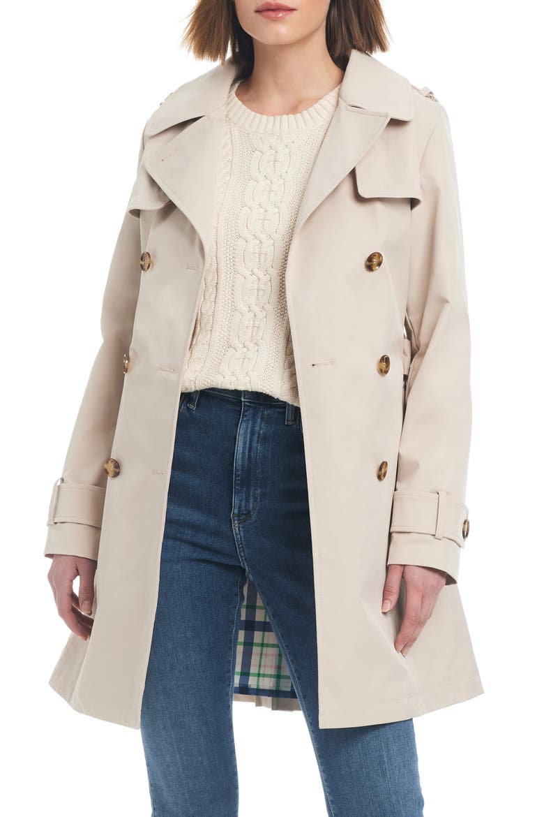 water resistant double breasted trench coat, Alternate, color, FEATHER
