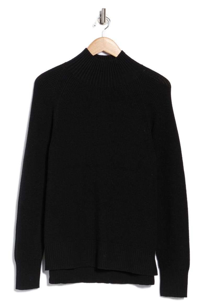 Raglan Sleeve Mock Neck Sweater, Alternate, color, BLACK