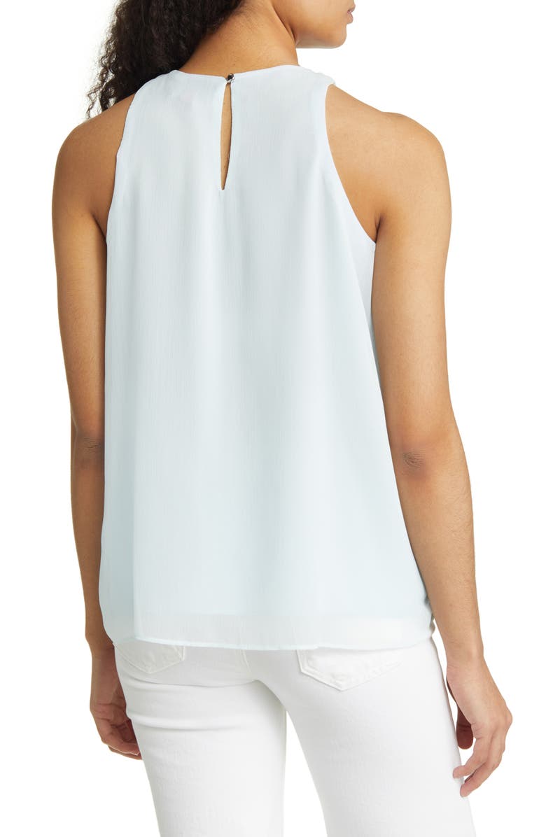 Vince Camuto Shirred Neck Sleeveless Chiffon Blouse, Alternate, color, Sea Breeze