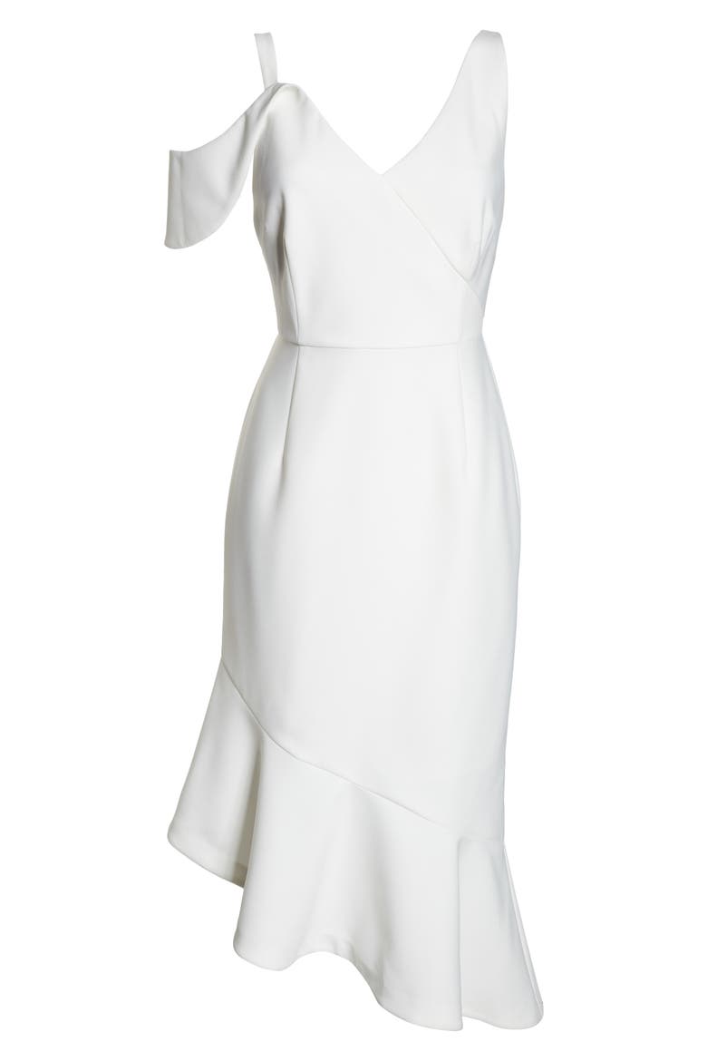 Sleeveless Asymmetrical Midi Dress, Alternate, color, WHITE