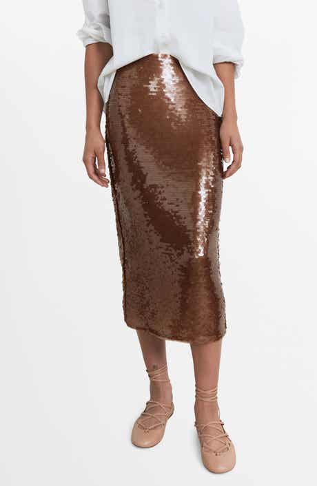 MANGO Sequin Midi Skirt