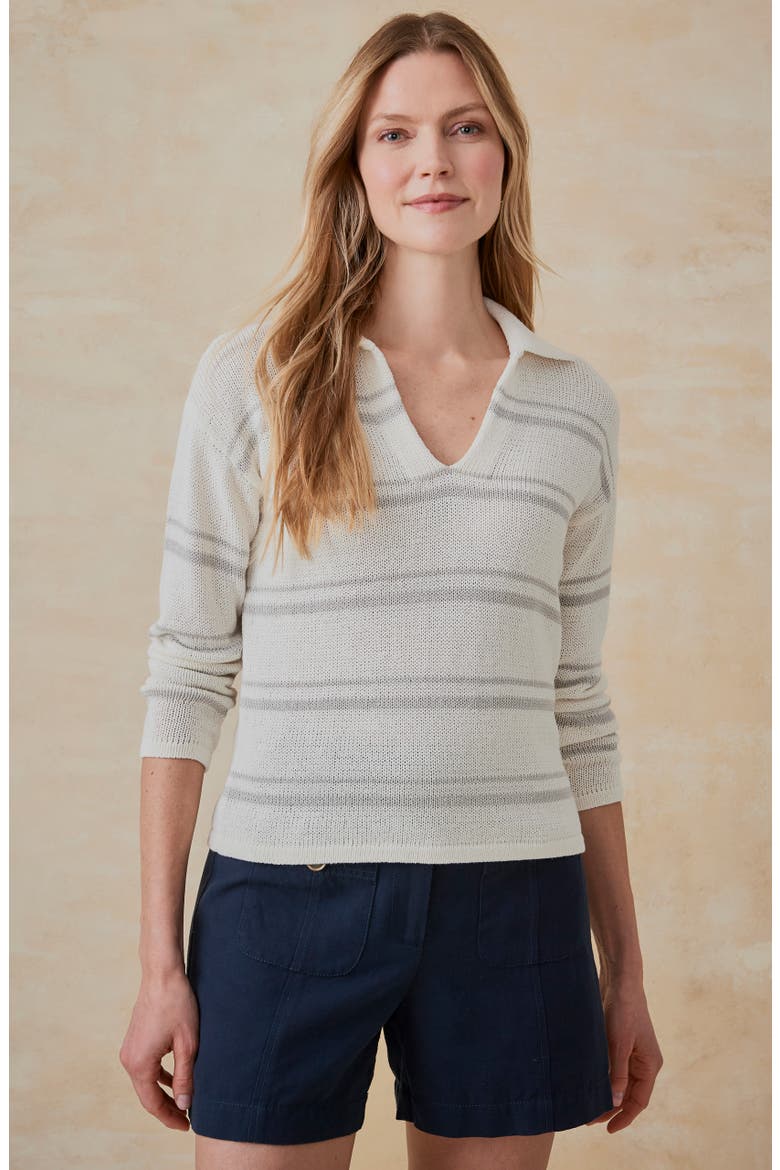 Valerie Johnny Collar Sweater, Alternate, color, WHITE/ LIGHT GRAY