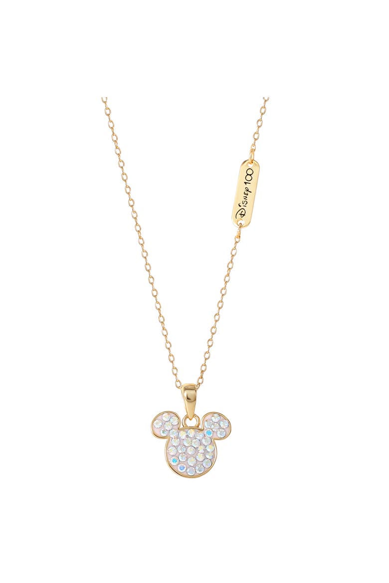 Mickey Mouse Necklace for Women, Aurora Boreal Crystal Mickey Pendant, Alternate, color, Gold