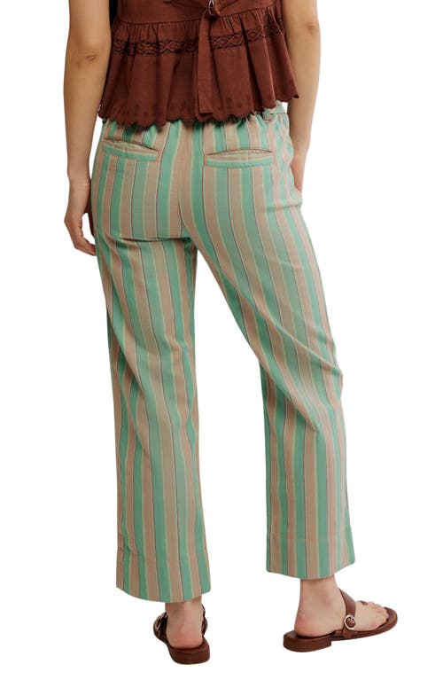Free People Marielle Stripe Cotton Drawstring Pants In Green