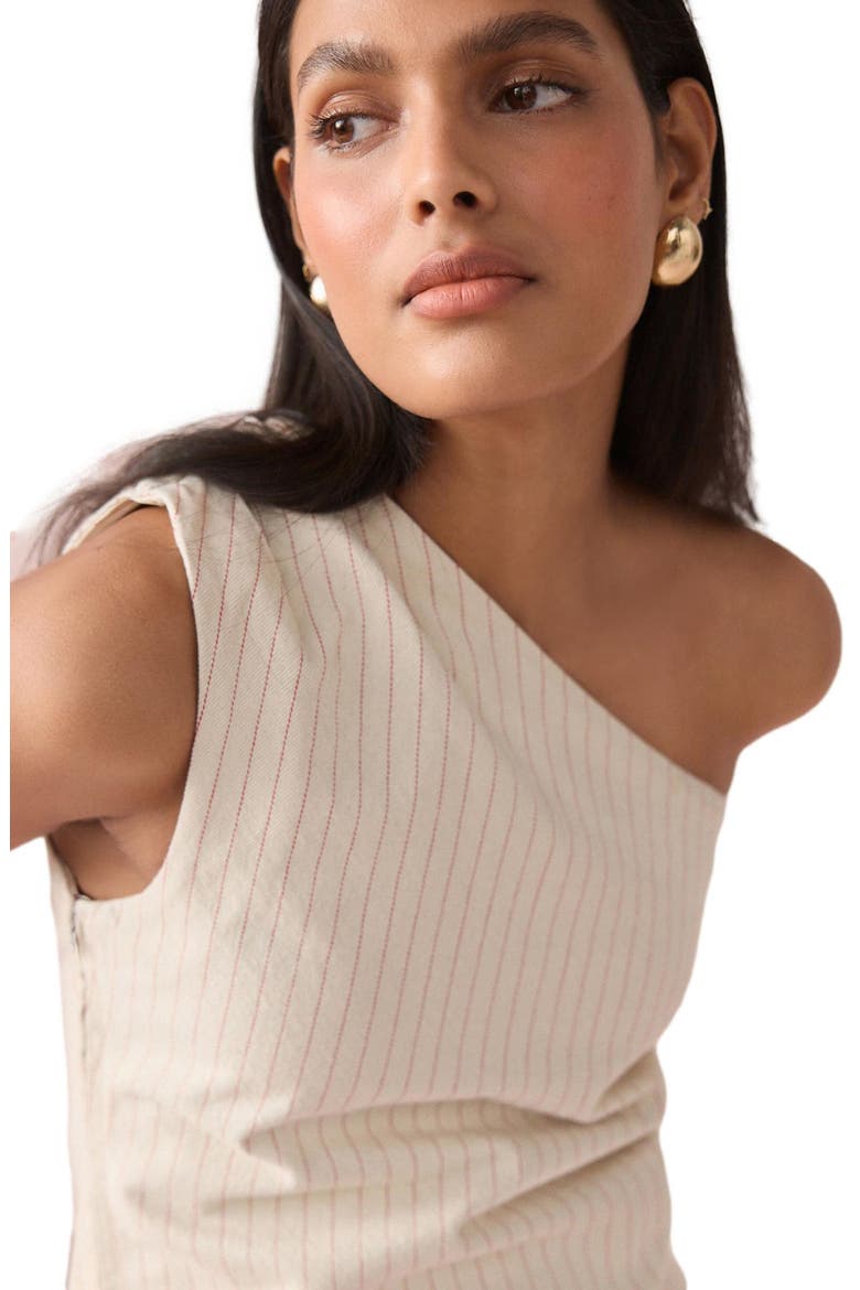 Stripe One-Shoulder Denim Top, Alternate, color, NEUTRAL
