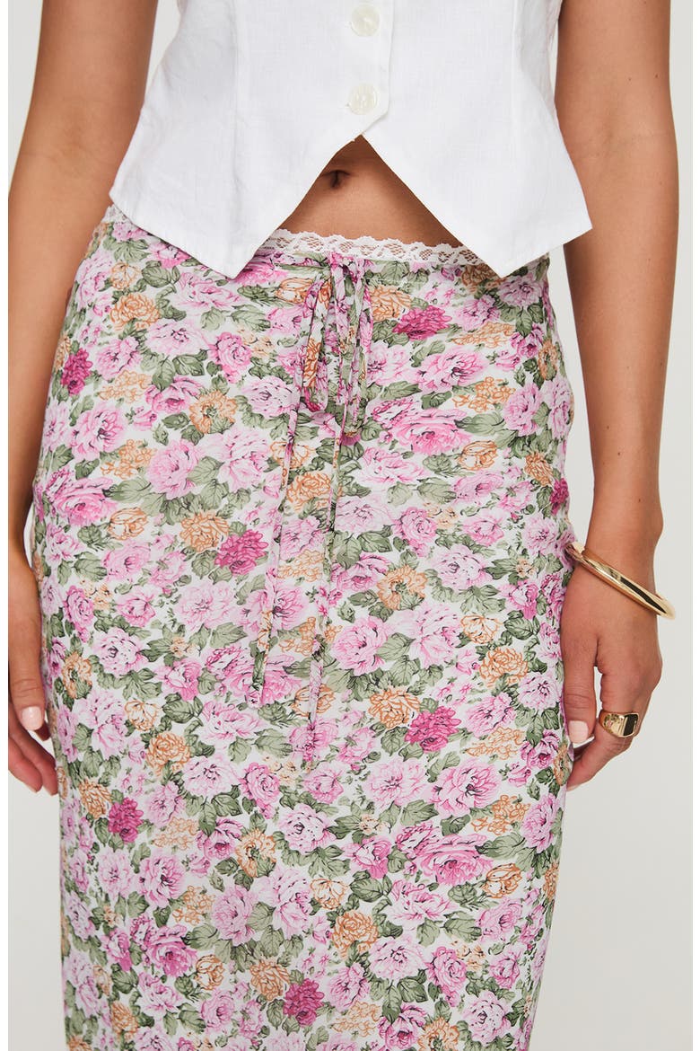 Emily Floral Print Tie Waist Maxi Skirt, Alternate, color, PINK