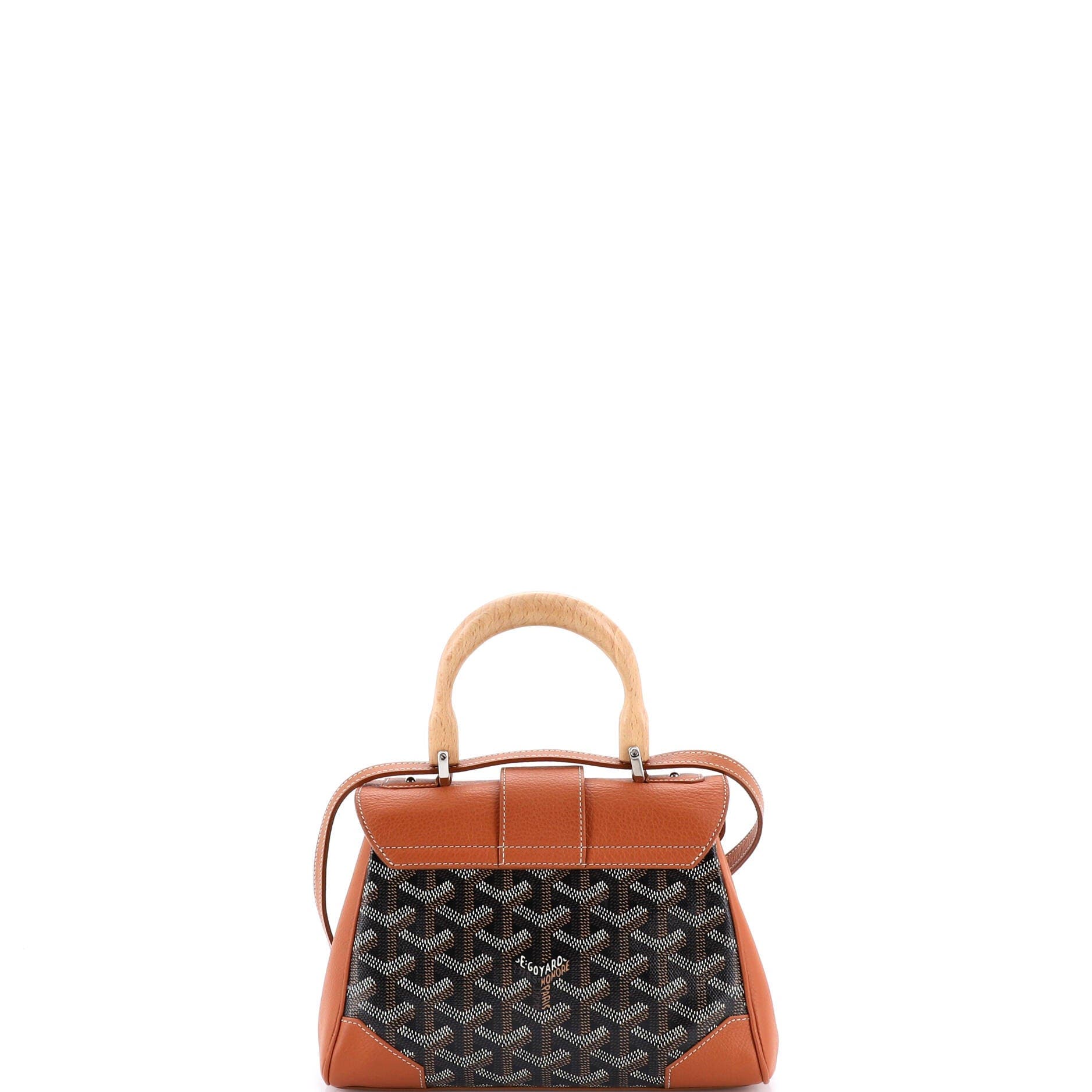Pre-Owned Goyard Saigon Top Handle Bag Coated Canvas with Leather Mini, Alternate, color, Brown