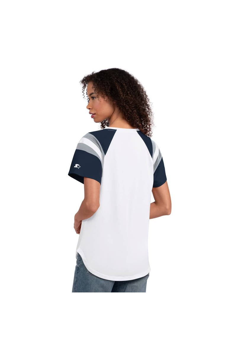 STARTER Women's Starter White Dallas Cowboys Game On Notch Neck T-Shirt, Alternate, color, White