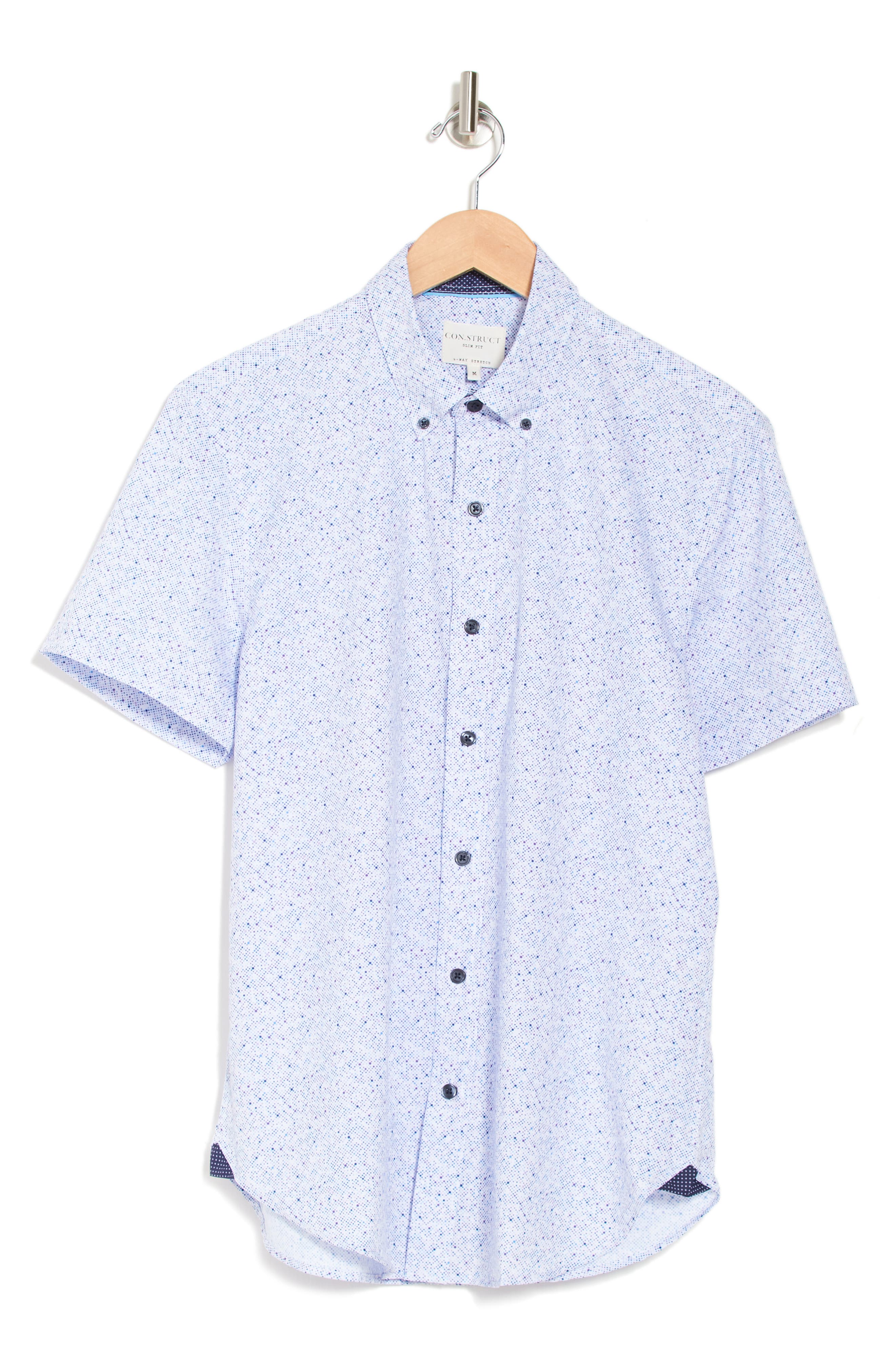 CONSTRUCT Short Sleeve Woven Micro Dot Shirt (Men) | Nordstromrack