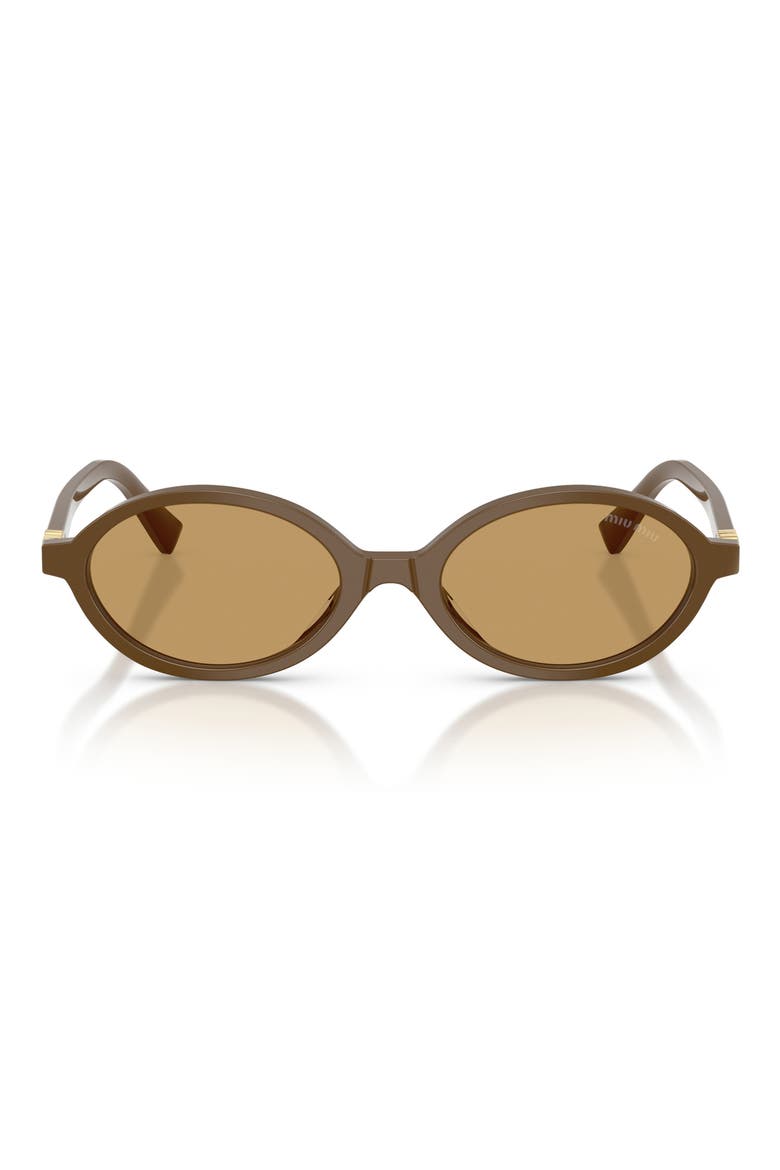 50mm Oval Sunglasses, Main, color, GREEN / BROWN