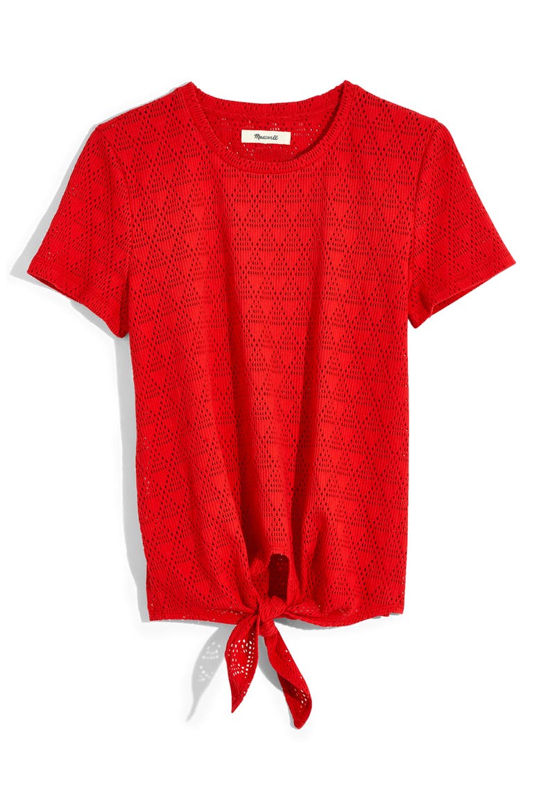 Modern Tie Front Tee, Main, color, ENAMEL RED