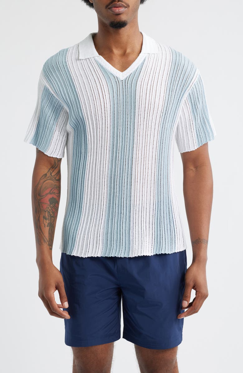 KROST Oversize Stripe Cotton Pointelle Polo, Main, color, 