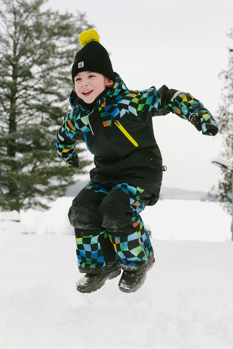 Play Colorblock Jacket & Checkerboard Pants Two Piece Snowsuit, Alternate, color, Green, Yellow & Blue Check