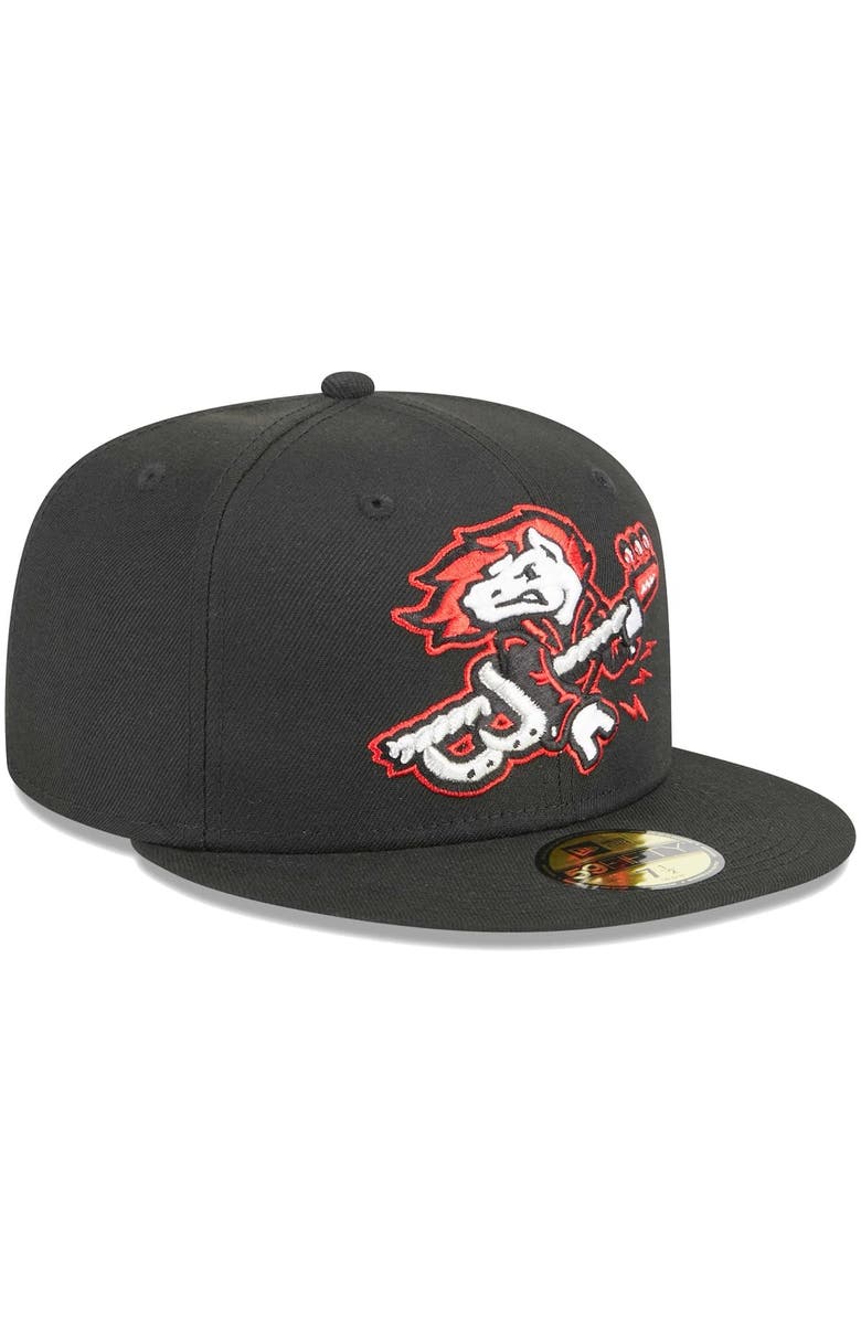 New Era Men's New Era Black Binghamton Rumble Ponies Theme Nights Binghamton Rockin' Horses  59FIFTY Fitted Hat, Alternate, color, 