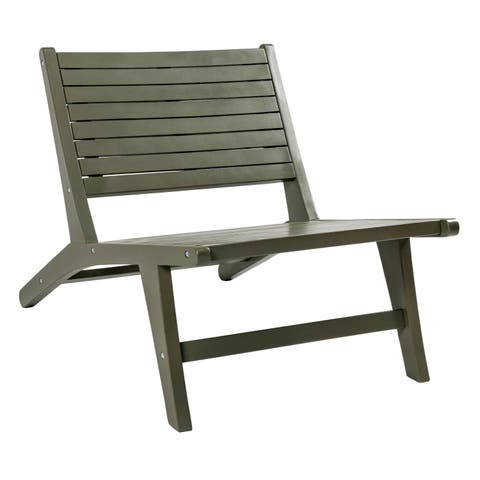Leo Mid-Century Modern Wood Armless Outdoor Lounge Chair