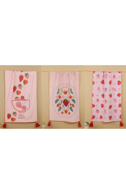 Tiramisu Strawberry Fields Forever Set Of 3 Kitchen Towels In Multi