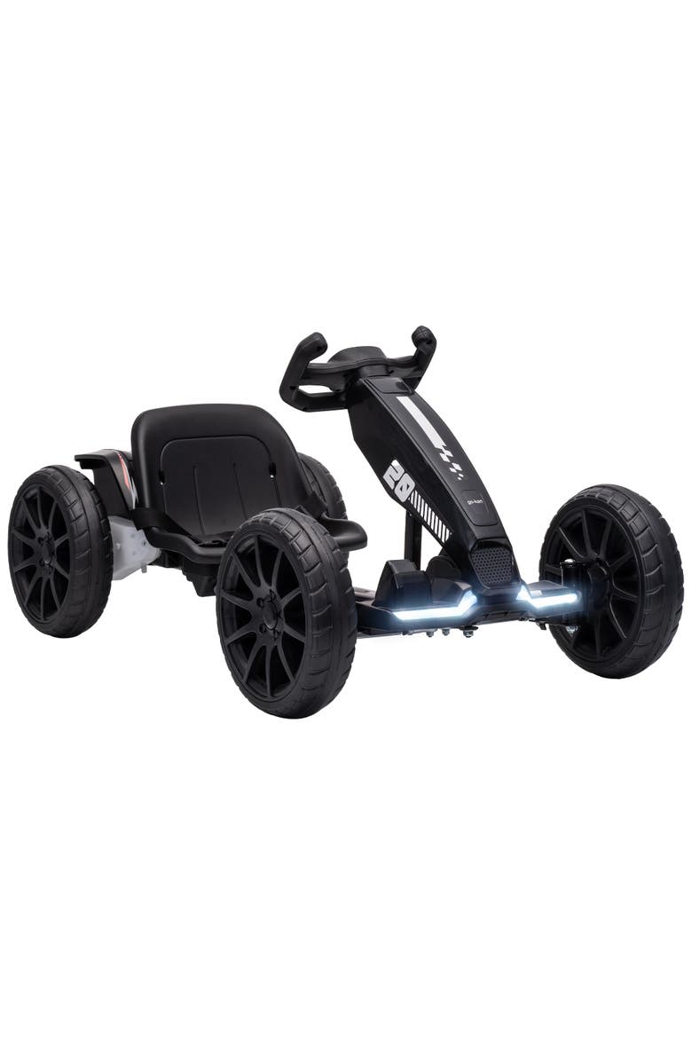 Electric Go Kart for Kids, 12V Outdoor Ride On Race Toy with Dual Motors, 4-Position Adjustable Seat, Soft Start, Main, color, Black
