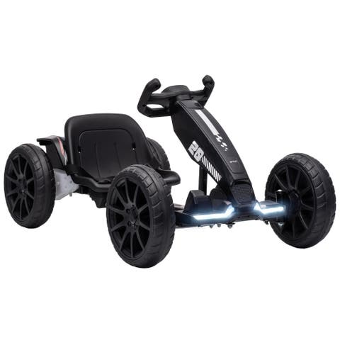 Electric Go Kart for Kids, 12V Outdoor Ride On Race Toy with Dual Motors, 4-Position Adjustable Seat, Soft Start