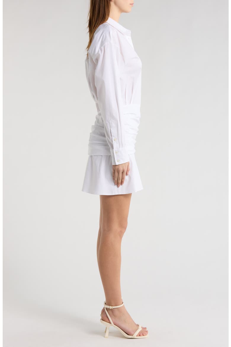 Indya Long Sleeve Stretch Cotton Mini Shirtdress, Alternate, color, WHITE