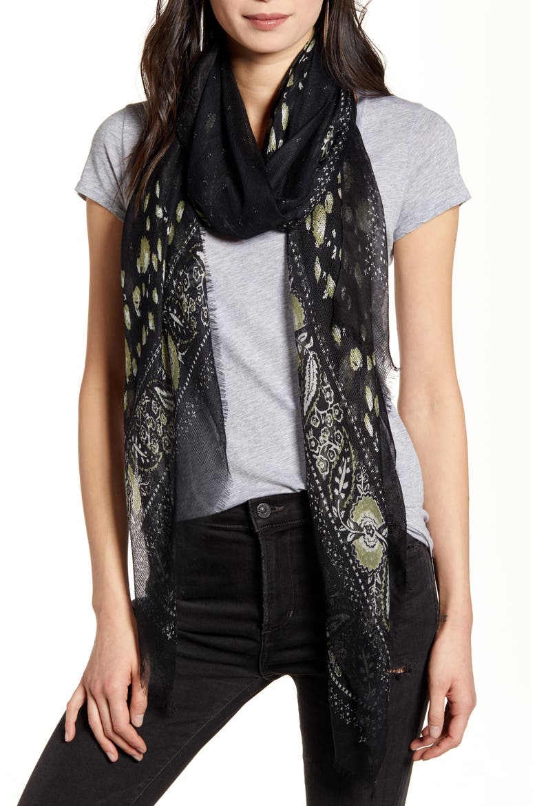 Print Open Weave Wrap, Main, color, BLACK KEEPSAKE MIX PRINT