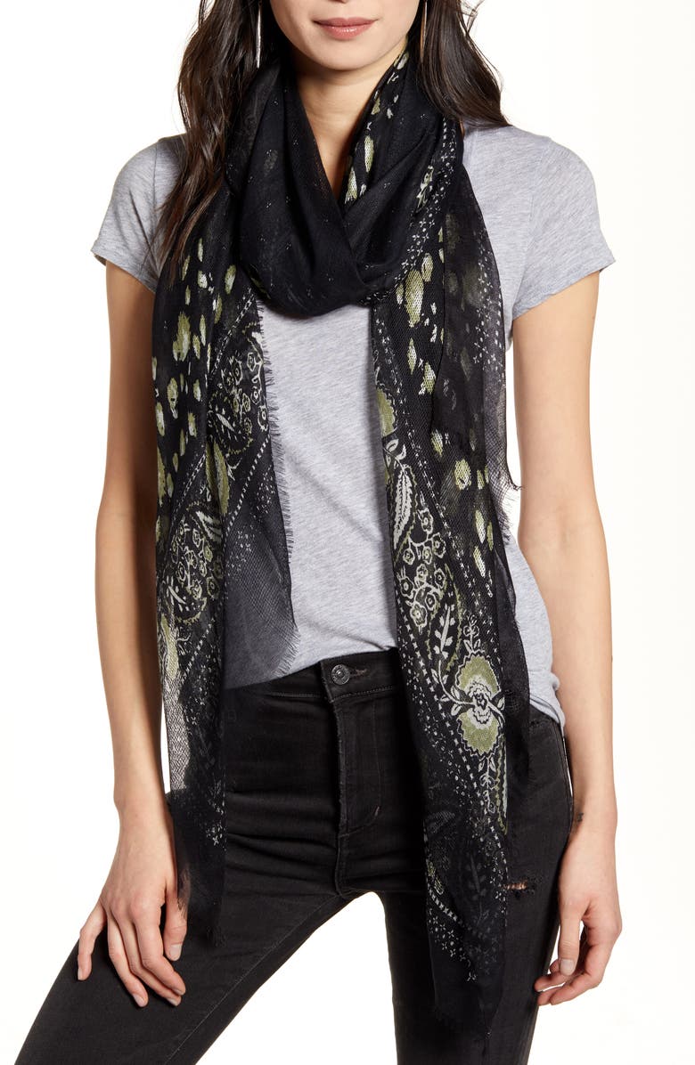 Treasure & Bond Print Open Weave Wrap, Main, color, 