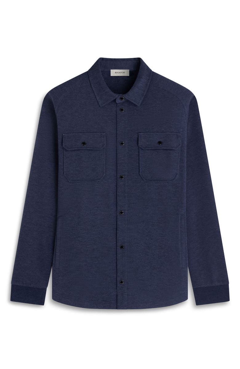 Bugatchi Soft Touch Snap-Up Shirt, Alternate, color, Navy