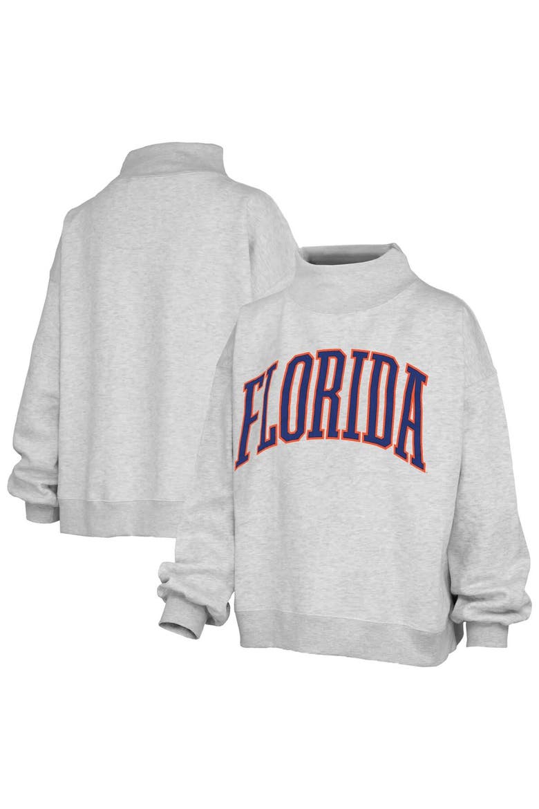 Women's Pressbox Heather Gray Florida Gators Oversized Nelson Mock Neck Sweatshirt, Main, color, Heather Gray