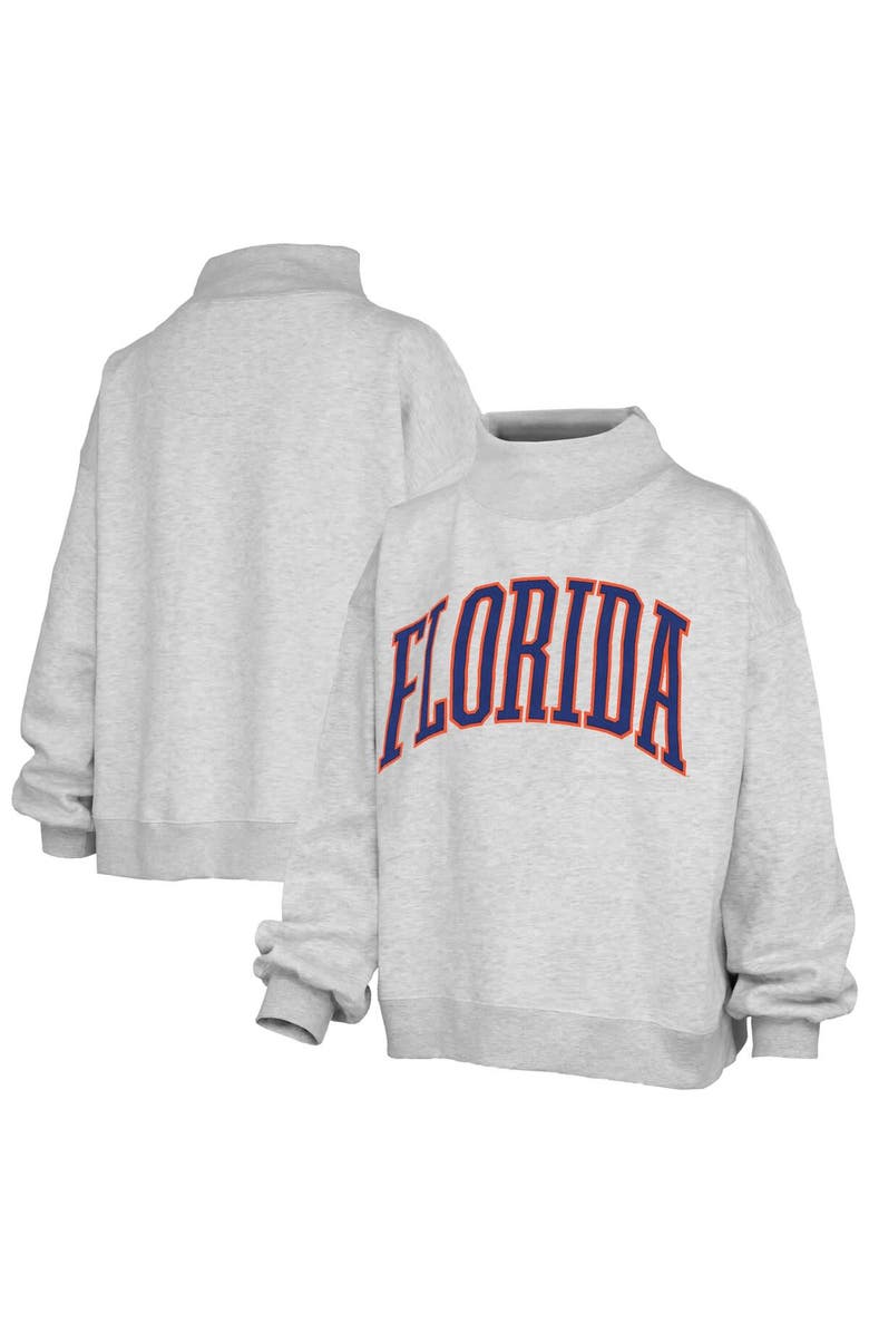 PRESSBOX Women's Pressbox Heather Gray Florida Gators Oversized Nelson Mock Neck Sweatshirt, Main, color, Heather Gray