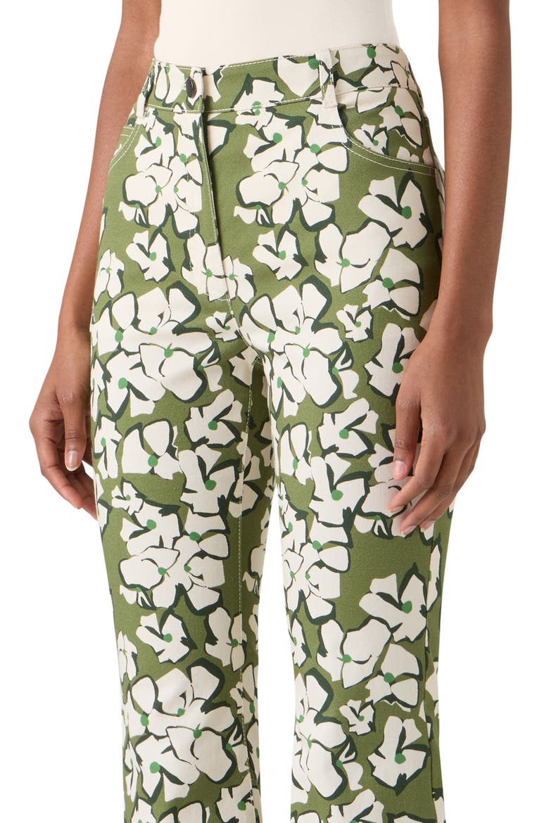 Papercut Flowers Crop Straight Leg Jeans, Alternate, color, GREEN TEA-CREAM-OLIVE