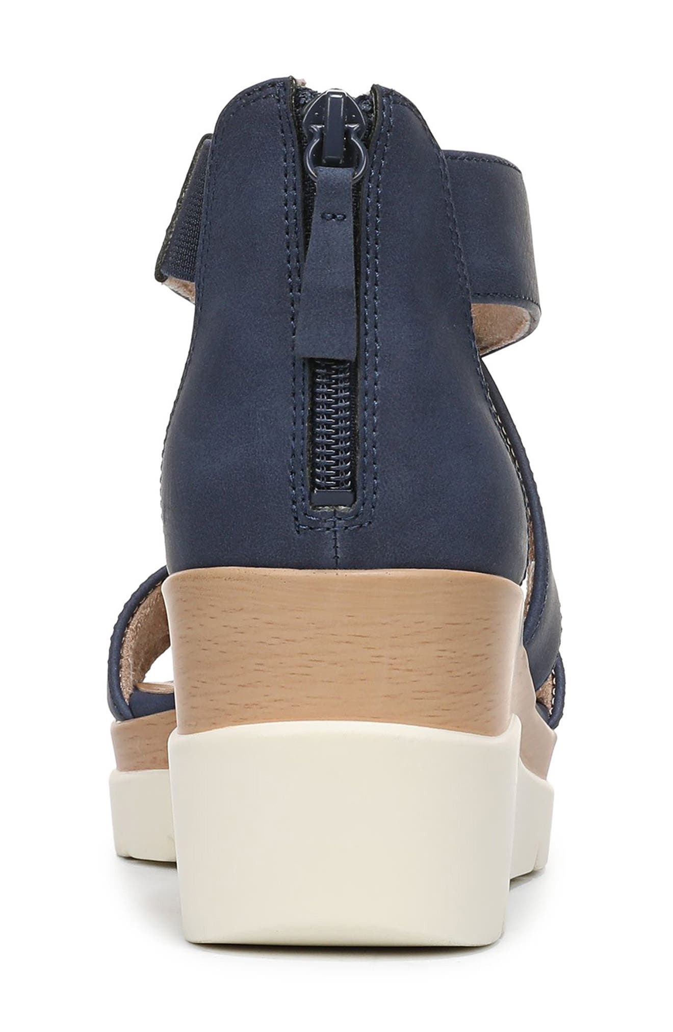 Goodtimes Platform Wedge Sandal - Wide Width Available, Alternate, color, DARK BLUE FAUX LEATHER